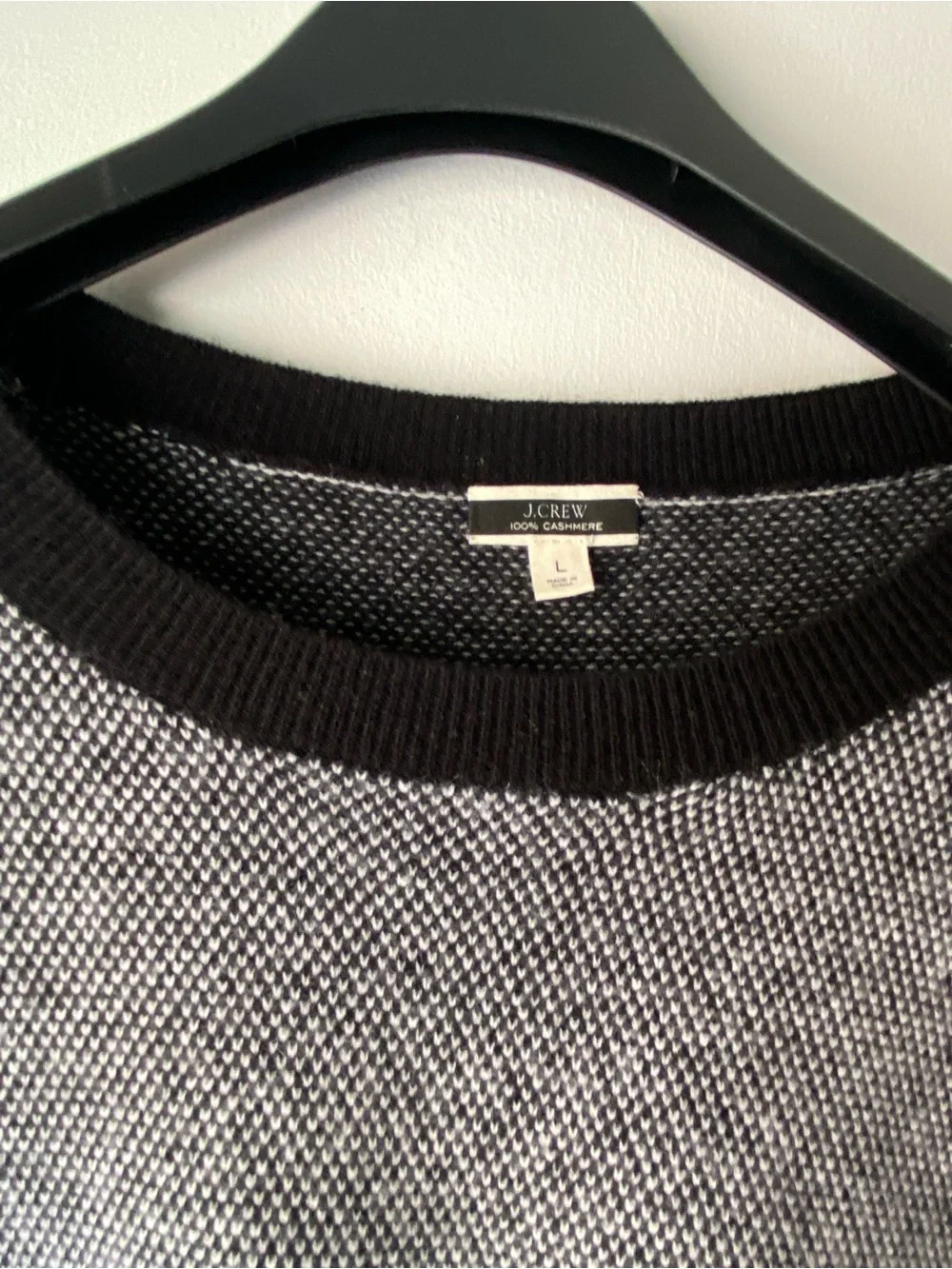 100% cashmere J. Crew Crewneck Sweater with Black Trim